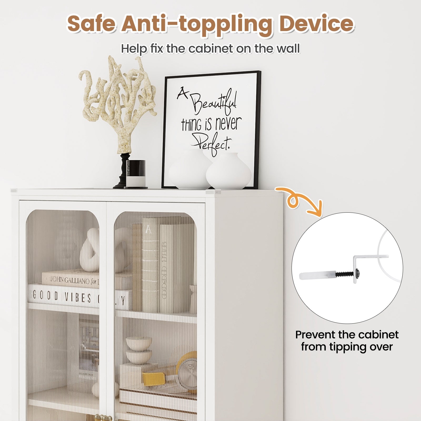 58 Inches Bookcase with Adjustable Shelves and Lockable Wheels, White Bookcases at Gallery Canada