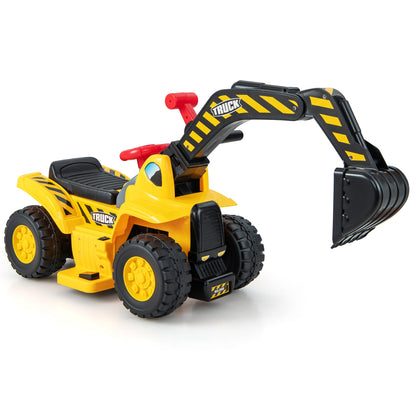 6V Kids Ride On Excavator Fun Digger with Folding Basketball Hoop, Yellow Powered Ride On Toys at Gallery Canada