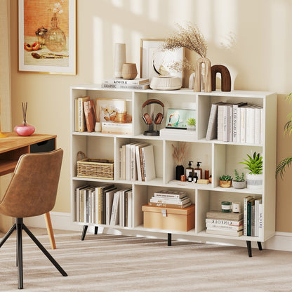 8/10-Cube Bookcase with 5 Tapered Metal Legs, Off White Bookcases at Gallery Canada