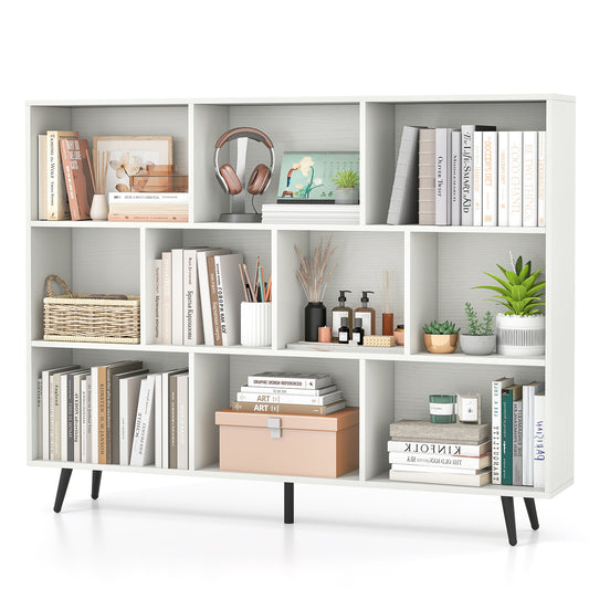 8/10-Cube Bookcase, 5 Tapered Metal Legs, Off White Bookcases Off White at Gallery Canada