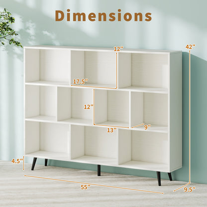 8/10-Cube Bookcase with 5 Tapered Metal Legs, Off White Bookcases at Gallery Canada