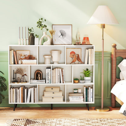 8/10-Cube Bookcase with 5 Tapered Metal Legs, Off White Bookcases at Gallery Canada