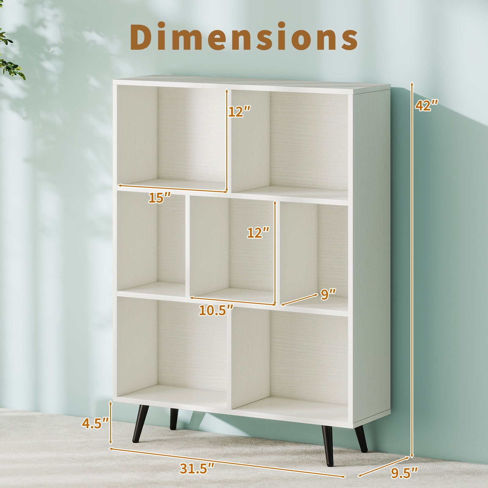 7/8/10-Cube Bookcase with 5 Tapered Metal Legs-7 Cubes Bookcases at Gallery Canada