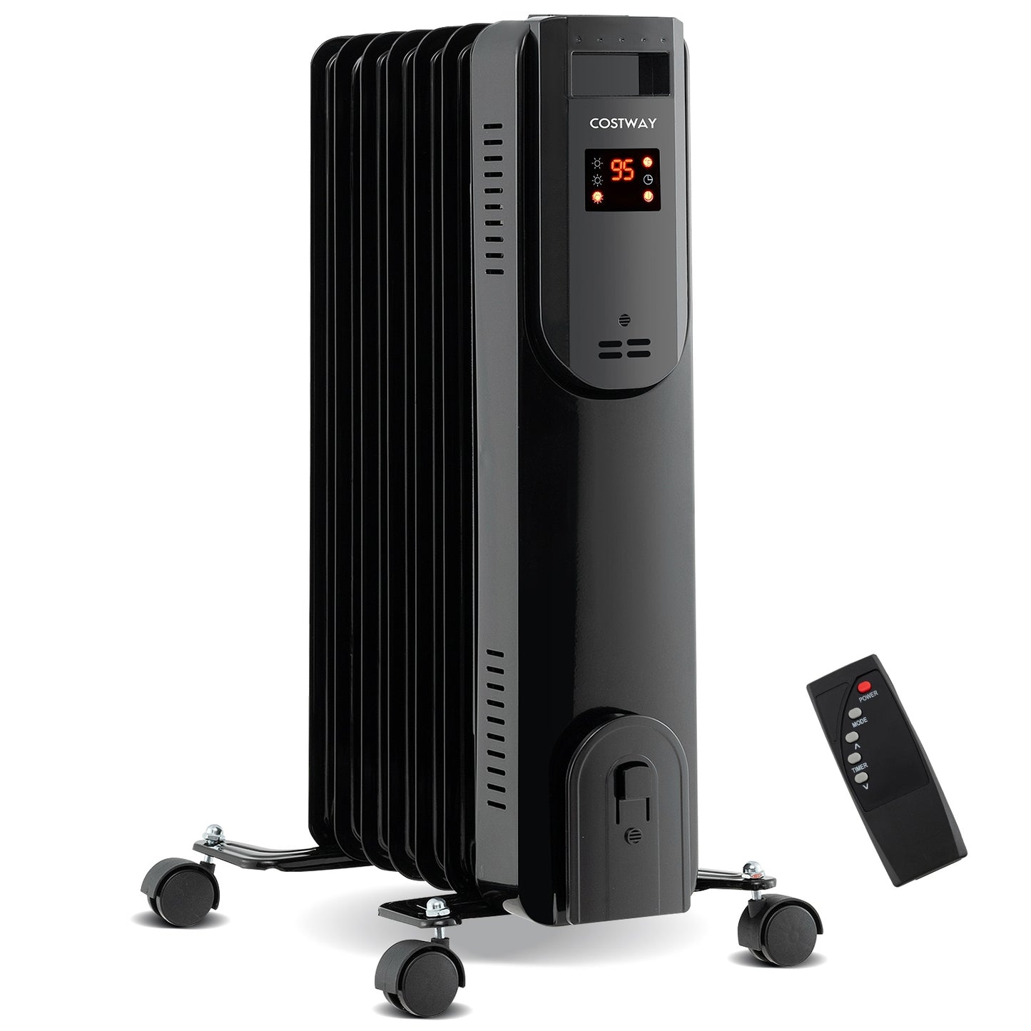 Oil Filled Radiator Heater with Adjustable Thermostat, Black Space Heaters at Gallery Canada