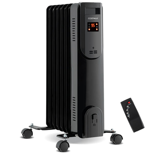 Oil Filled Radiator Heater with Adjustable Thermostat, Black