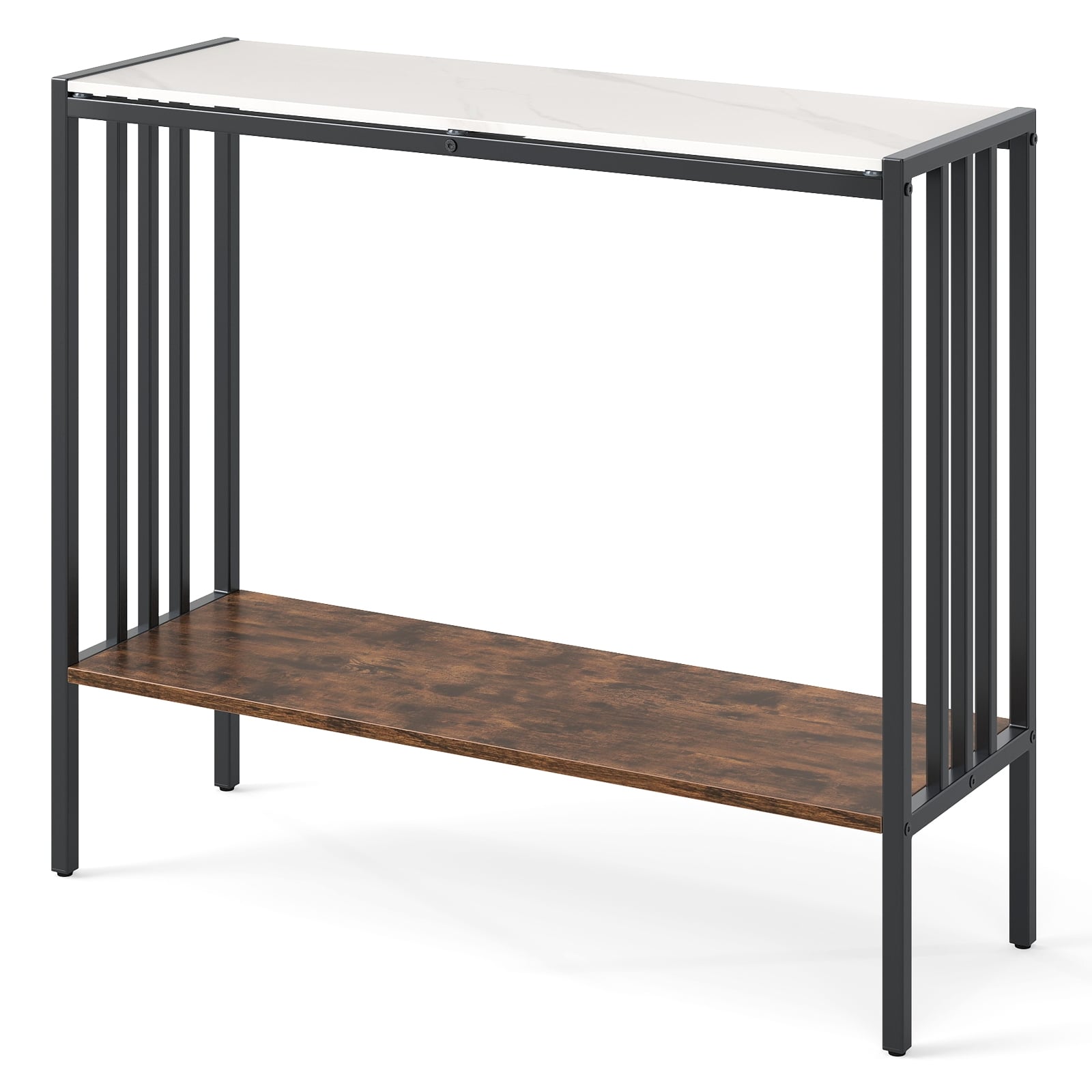 36 Inch Console Table, 2-Tier Industrial, Sintered Stone Tabletop, Multicolor Console Tables Multicolor at Gallery Canada