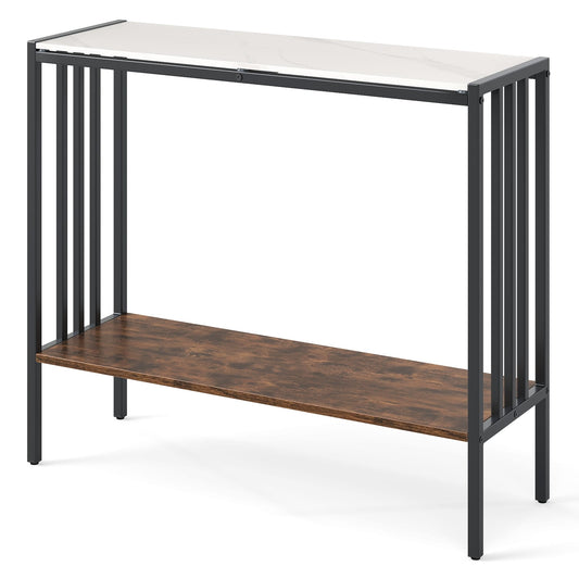 36 Inch Console Table, 2-Tier Industrial, Sintered Stone Tabletop, Multicolor Console Tables Multicolor at Gallery Canada