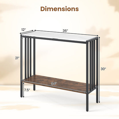 36 Inch Console Table 2-Tier Industrial Foyer Table with Sintered Stone Tabletop, Multicolor Console Tables at Gallery Canada