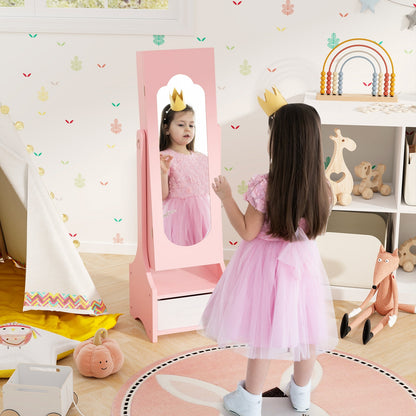 Freestanding Kids Jewelry Armoire Cabinet with Storage and 2 Tilt Angles, Pink Kids Vanities at Gallery Canada
