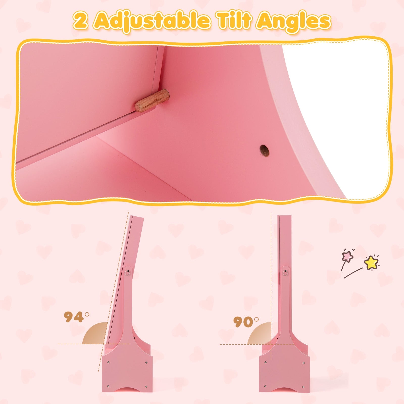 Freestanding Kids Jewelry Armoire Cabinet with Storage and 2 Tilt Angles, Pink Kids Vanities at Gallery Canada