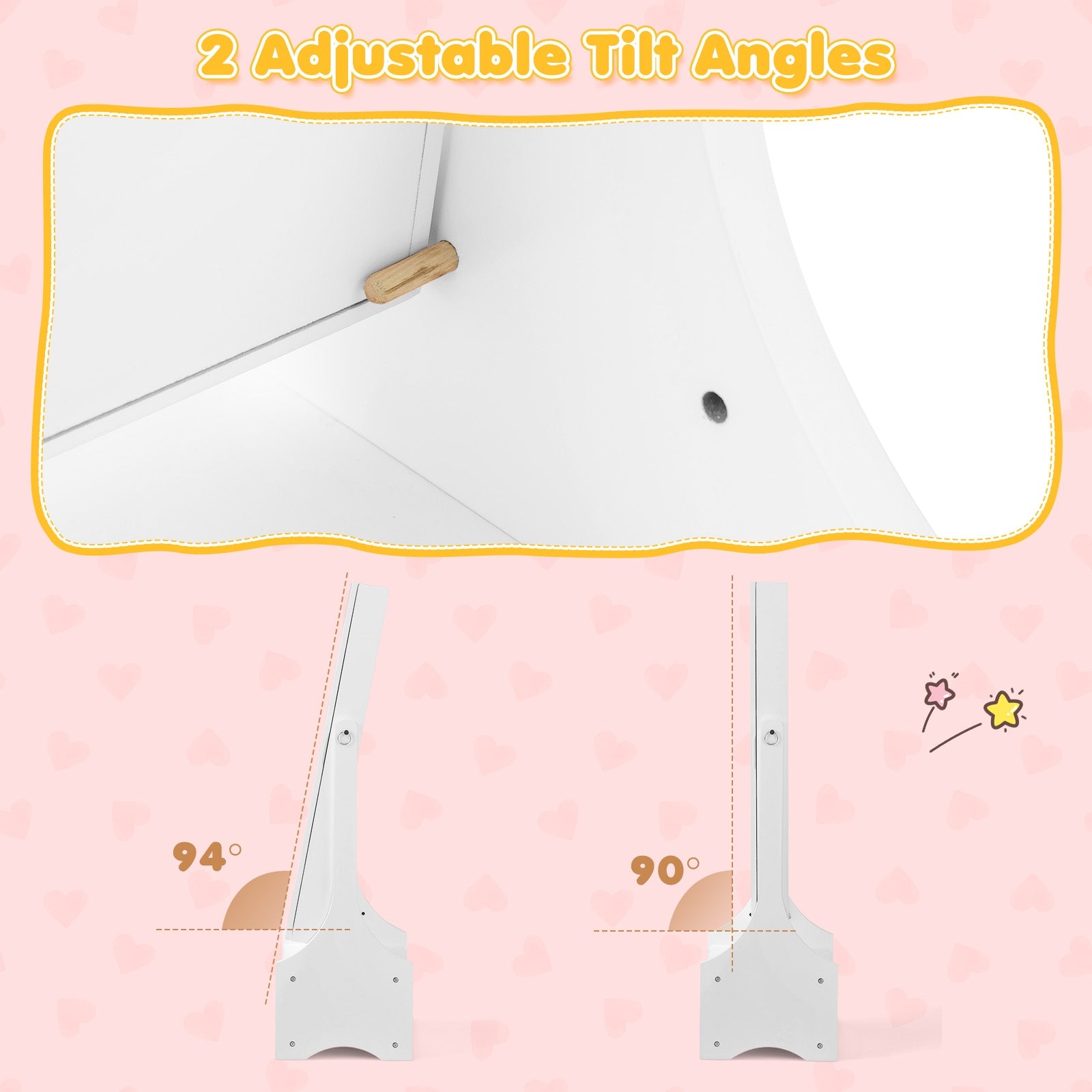 Freestanding Kids Jewelry Armoire Cabinet with Storage and 2 Tilt Angles, White Kids Vanities at Gallery Canada