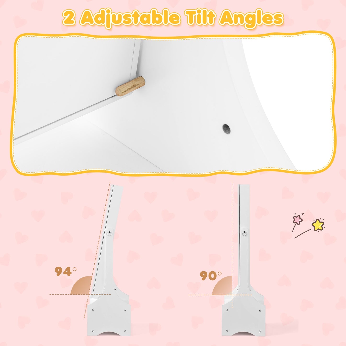 Freestanding Kids Jewelry Armoire Cabinet with Storage and 2 Tilt Angles, White Kids Vanities at Gallery Canada