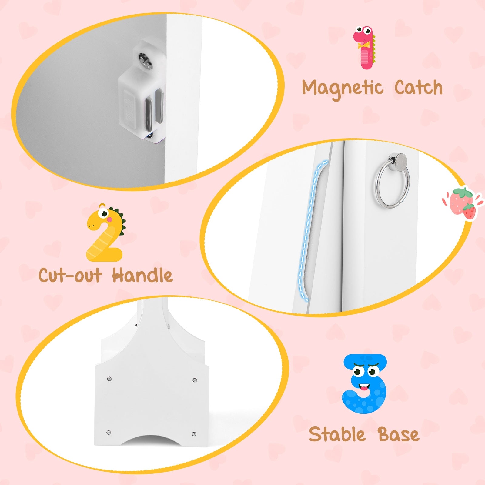 Freestanding Kids Jewelry Armoire Cabinet with Storage and 2 Tilt Angles, White Kids Vanities at Gallery Canada