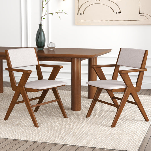 Wooden Dining Chair with Rubber Wood Frame Set of 2, Walnut Dining Chairs Walnut at Gallery Canada