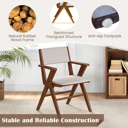 Wooden Dining Chair with Rubber Wood Frame Set of 2, Walnut Dining Chairs at Gallery Canada