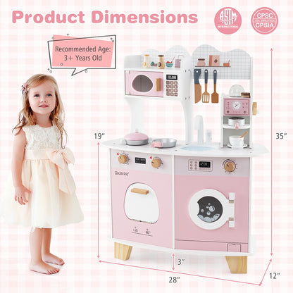 Wooden Kids Kitchen Playset with Coffee Maker for kids, Pink Play Kitchen Sets at Gallery Canada