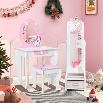 Kids Jewelry Armoire Cabinet with Storage and 2 Tilt Angles, White Kids Vanities at Gallery Canada