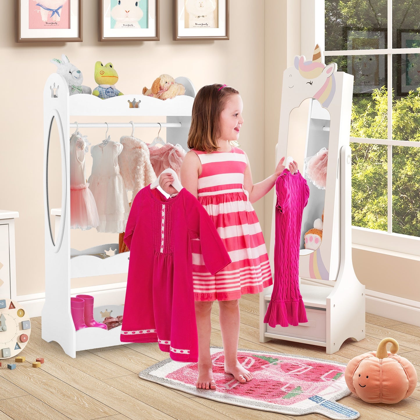 Kids Jewelry Armoire Cabinet with Storage and 2 Tilt Angles, White Kids Vanities at Gallery Canada