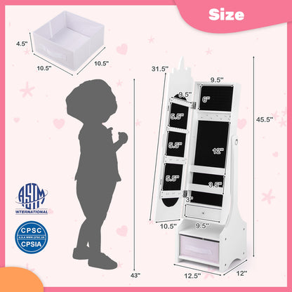 Kids Jewelry Armoire Cabinet with Storage and 2 Tilt Angles, White Kids Vanities at Gallery Canada