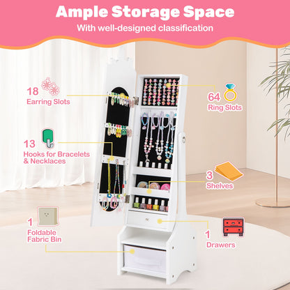 Kids Jewelry Armoire Cabinet with Storage and 2 Tilt Angles, White Kids Vanities at Gallery Canada