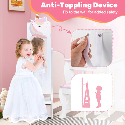 Kids Jewelry Armoire Cabinet with Storage and 2 Tilt Angles, White Kids Vanities at Gallery Canada