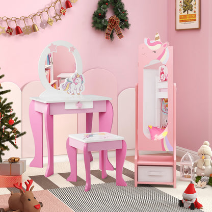 Kids Jewelry Armoire Cabinet with Storage and 2 Tilt Angles, Pink Kids Vanities at Gallery Canada