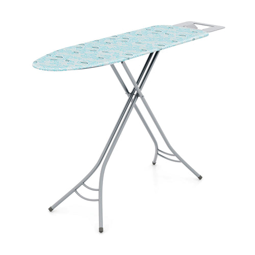 Foldable Ironing Board With Iron Rest, Adjustable Height, Turquoise