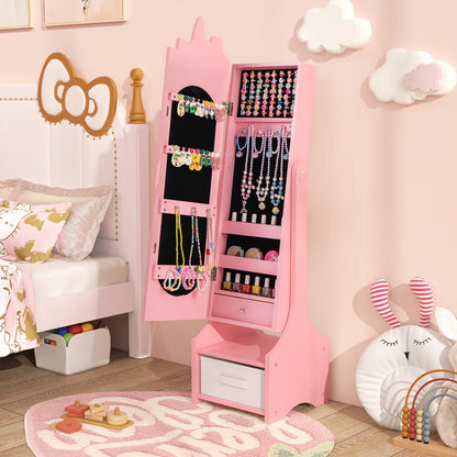 Kids Jewelry Armoire Cabinet with Storage and 2 Tilt Angles, Pink Kids Vanities at Gallery Canada