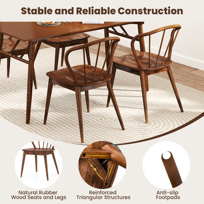 Wooden Dining Chair Set of 2 with High Spindle Back and Wide Seat, Walnut Dining Chairs at Gallery Canada