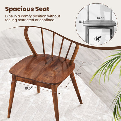 Wooden Dining Chair Set of 2 with High Spindle Back and Wide Seat, Walnut Dining Chairs at Gallery Canada