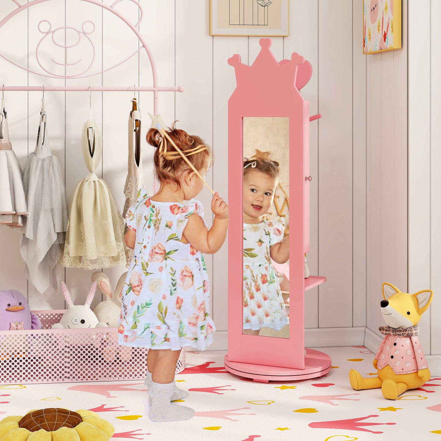 Full Length Mirror Jewelry Armoire Cabinet, Pink Kids Vanities at Gallery Canada