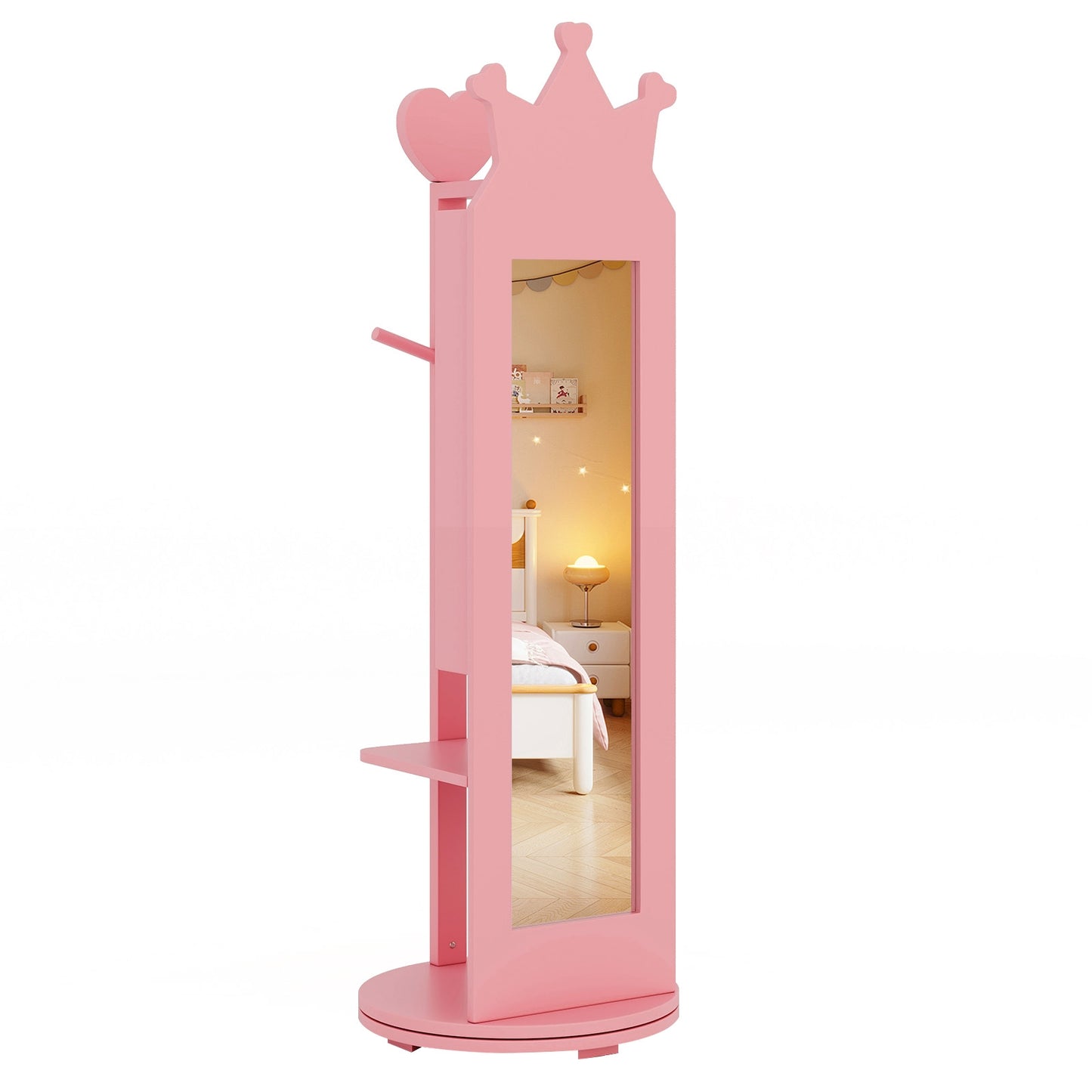 Free-Standing Full Length Mirror Kids Jewelry Armoire Cabinet, Pink Kids Vanities Pink at Gallery Canada