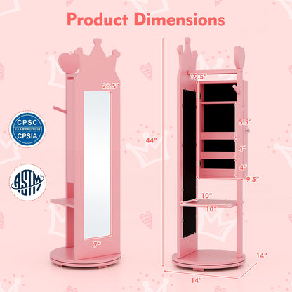 Free-Standing Full Length Mirror Kids Jewelry Armoire Cabinet, Pink Kids Vanities at Gallery Canada