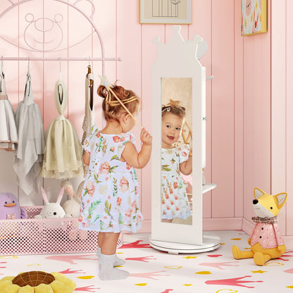 Free-Standing Full Length Mirror Kids Jewelry Armoire Cabinet, White Kids Vanities at Gallery Canada