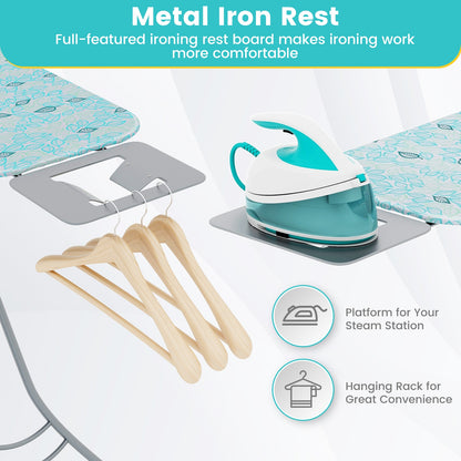 Foldable Ironing Board with Iron Rest and Adjustable Height, Turquoise Dryers at Gallery Canada
