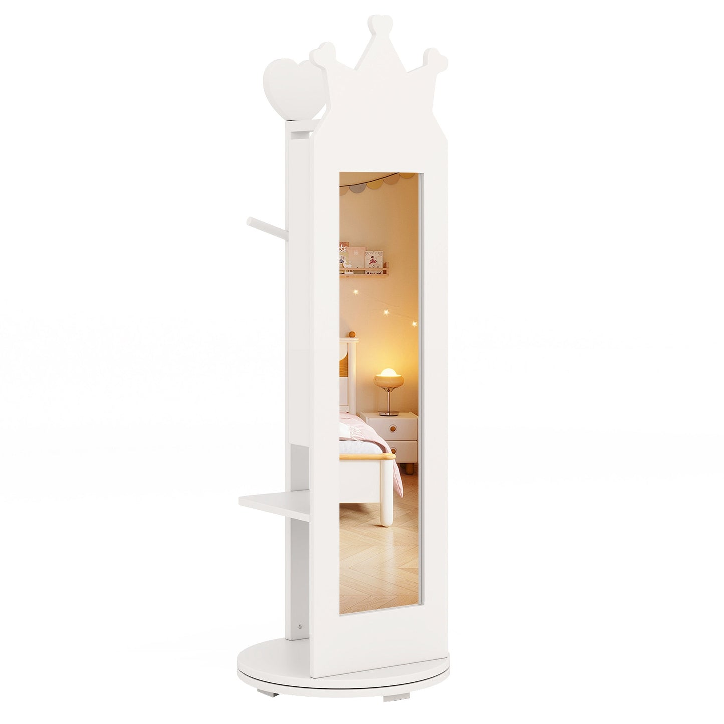 Free-Standing Full Length Mirror Kids Jewelry Armoire Cabinet, White Kids Vanities White at Gallery Canada