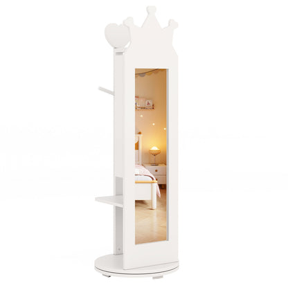 Free-Standing Full Length Mirror Kids Jewelry Armoire Cabinet, White Kids Vanities White at Gallery Canada