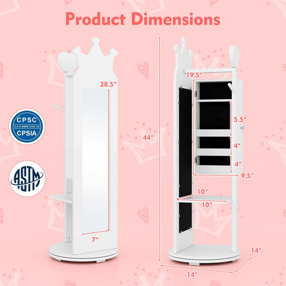 Free-Standing Full Length Mirror Kids Jewelry Armoire Cabinet, White Kids Vanities at Gallery Canada