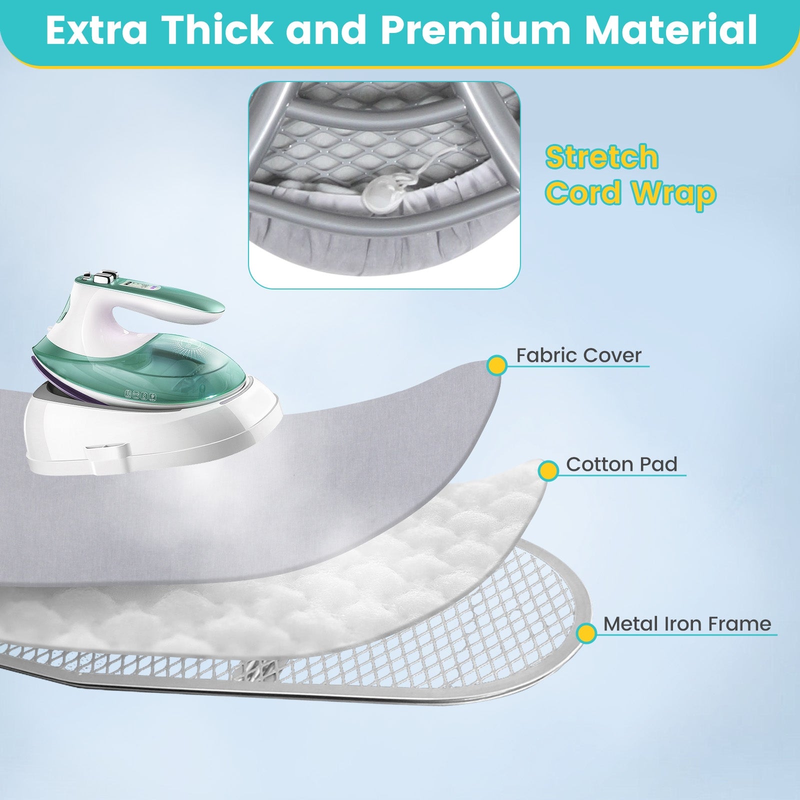 Foldable Ironing Board with Iron Rest and Adjustable Height, Gray Dryers at Gallery Canada