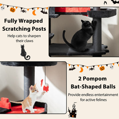Gothic Cat Tree 49 Inch Tall Cat Tower 6-Tier Cat Activity Center with Coffin Bed, Black Cat Trees Condos & Scratchers at Gallery Canada