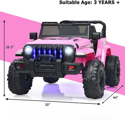 12V Kids Ride-on Jeep Car with 2.4 G Remote Control, Pink Powered Ride On Toys at Gallery Canada
