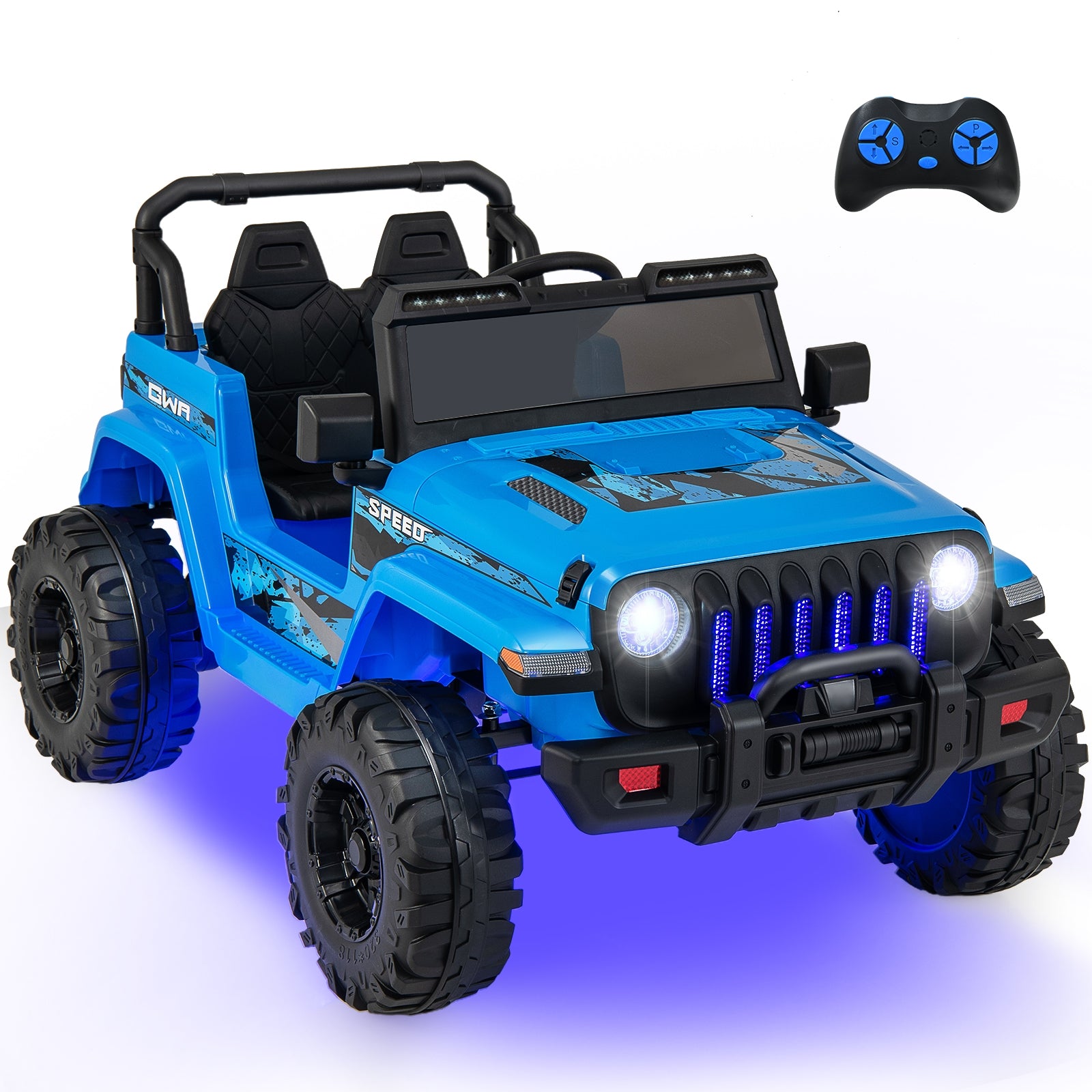 12V Kids Ride-on Jeep Car with 2.4 G Remote Control, Blue Powered Ride On Toys at Gallery Canada
