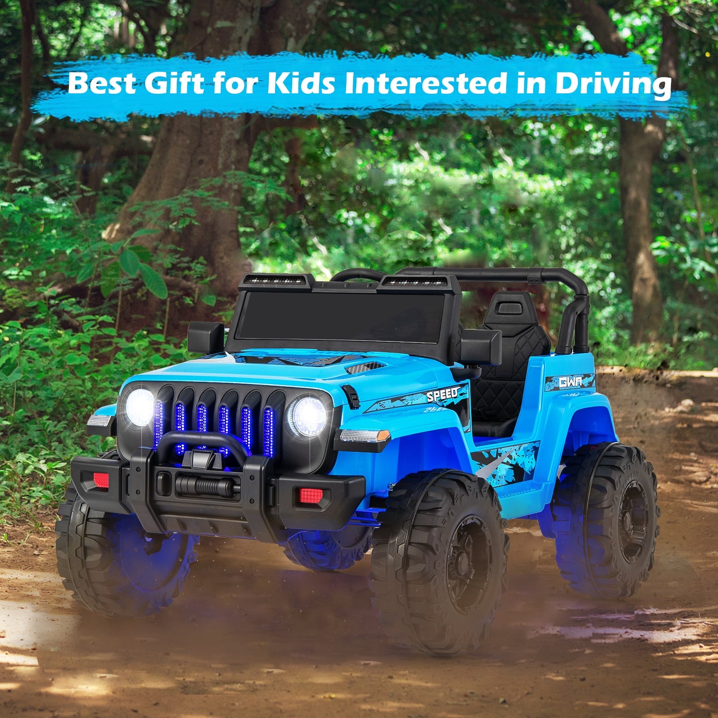 12V Kids Ride-on Jeep Car with 2.4 G Remote Control, Blue Powered Ride On Toys at Gallery Canada