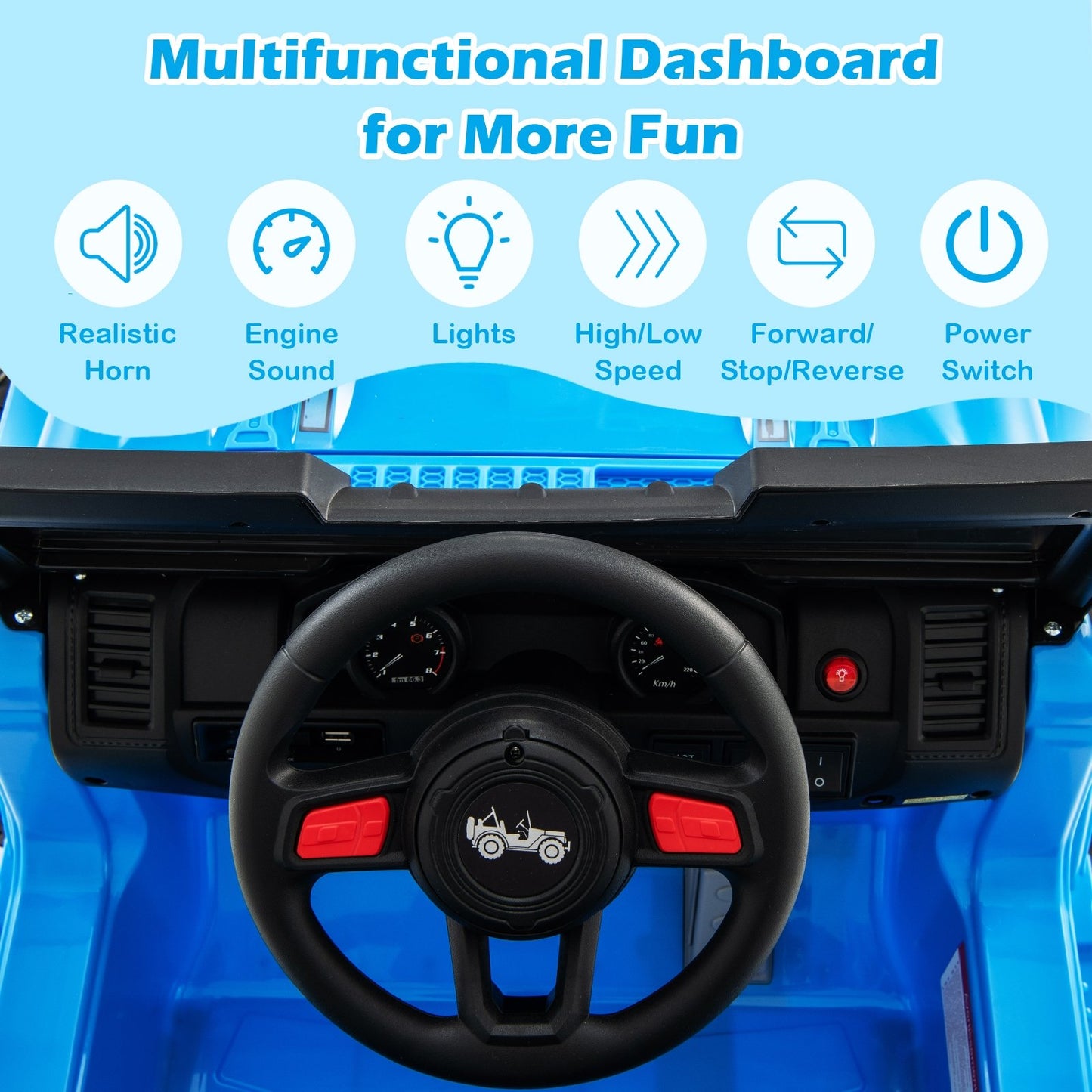 12V Kids Ride-on Jeep Car with 2.4 G Remote Control, Blue Powered Ride On Toys at Gallery Canada