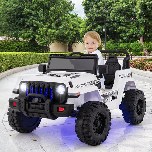 12V Kids Ride-On Jeep Car, 2.4G Remote Control, White