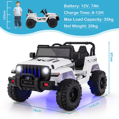 12V Kids Ride-On Jeep Car, 2.4G Remote Control, White Powered Ride On Toys at Gallery Canada