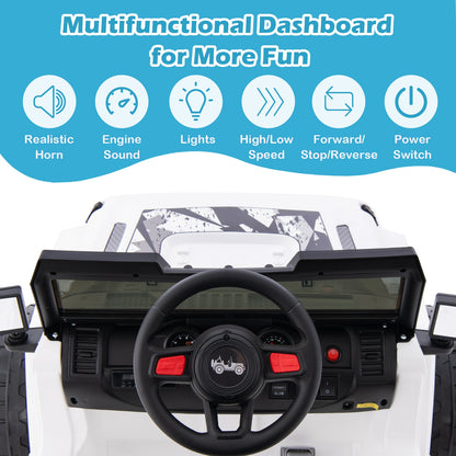 12V Kids Ride-On Jeep Car, 2.4G Remote Control, White Powered Ride On Toys at Gallery Canada