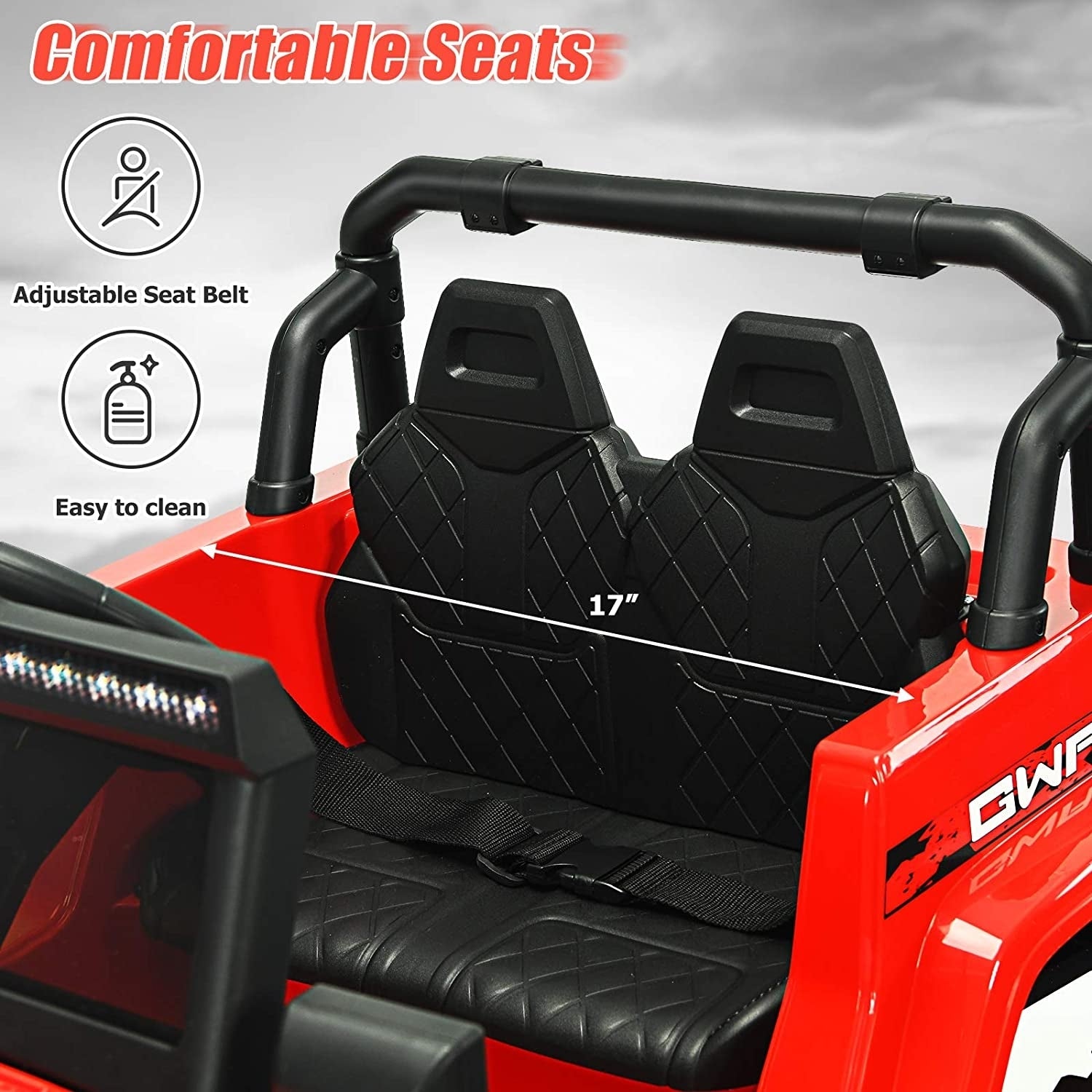 12V Kids Ride-on Jeep Car with 2.4 G Remote Control, Red Powered Ride On Toys at Gallery Canada