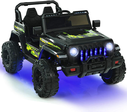 12V Kids Ride-on Jeep Car with 2.4 G Remote Control, Black & Green Powered Ride On Toys at Gallery Canada