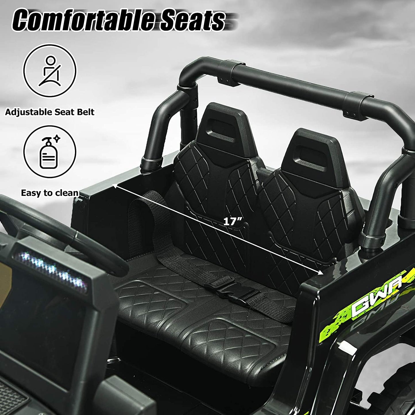 12V Kids Ride-on Jeep Car with 2.4 G Remote Control, Black & Green Powered Ride On Toys at Gallery Canada